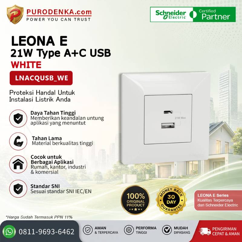 SCHNEIDER Leona E 21W Type A+C USB Charger LNACQUSB_WE
