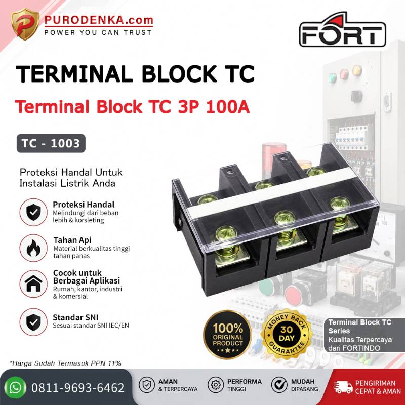 FORT Terminal Block TC 3P 100A TC-1003