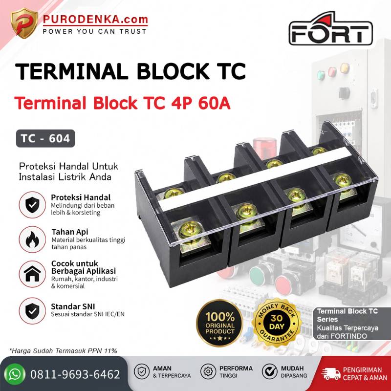 FORT Terminal Block TC 4P 60A TC-604