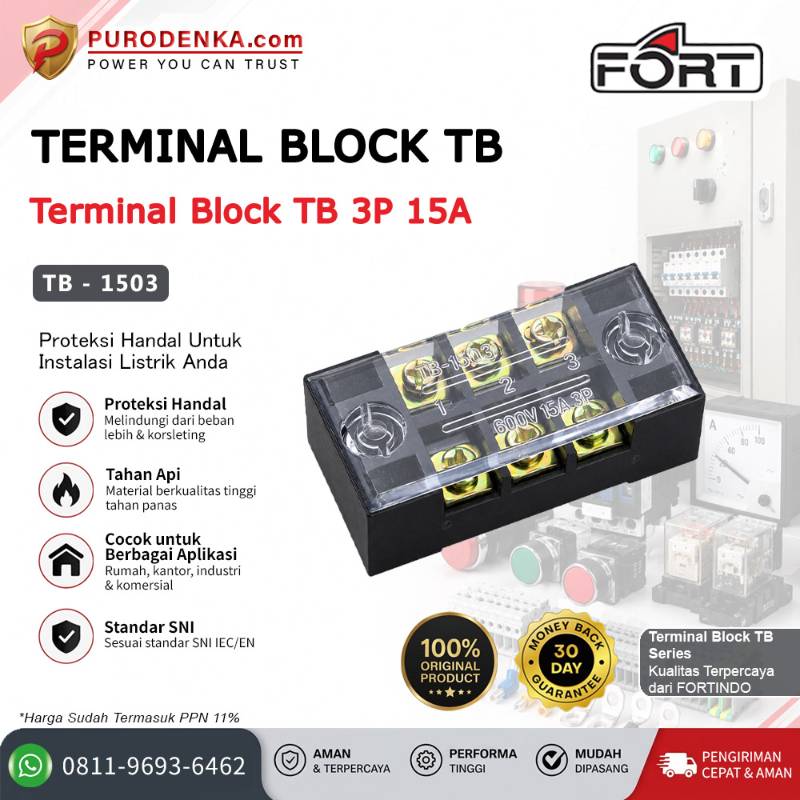 FORT Terminal Block TB 3P 15A TB-1503