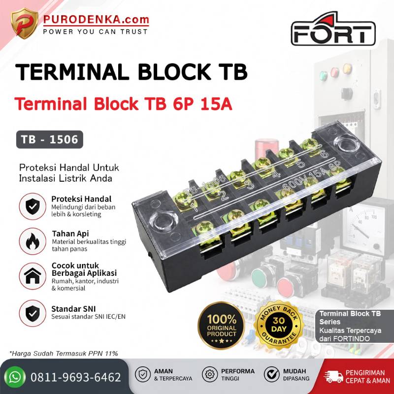 FORT Terminal Block TB 6P 15A TB-1506