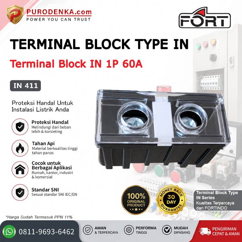 FORT Terminal Block Type IN 1P 60A IN 411