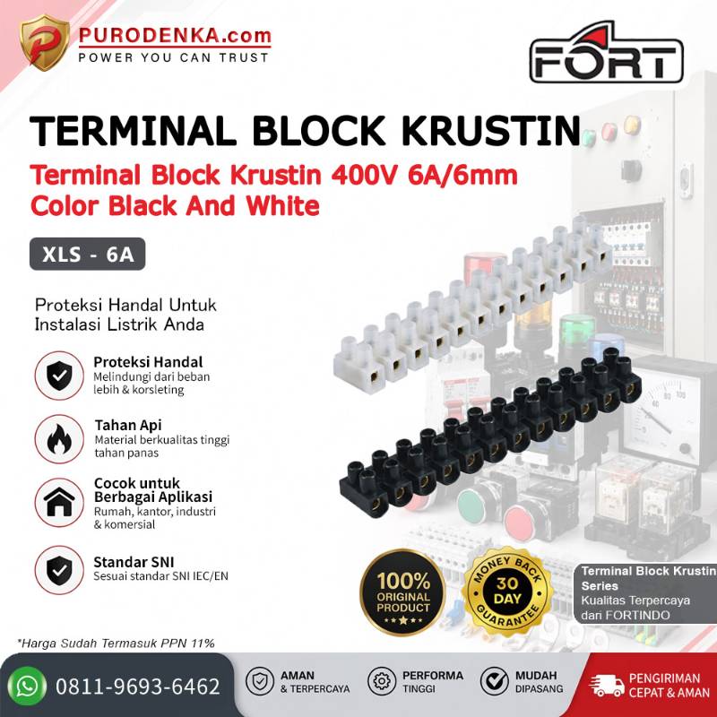 FORT Terminal Block Krustin 400V 6A/6mm White XLS-6A