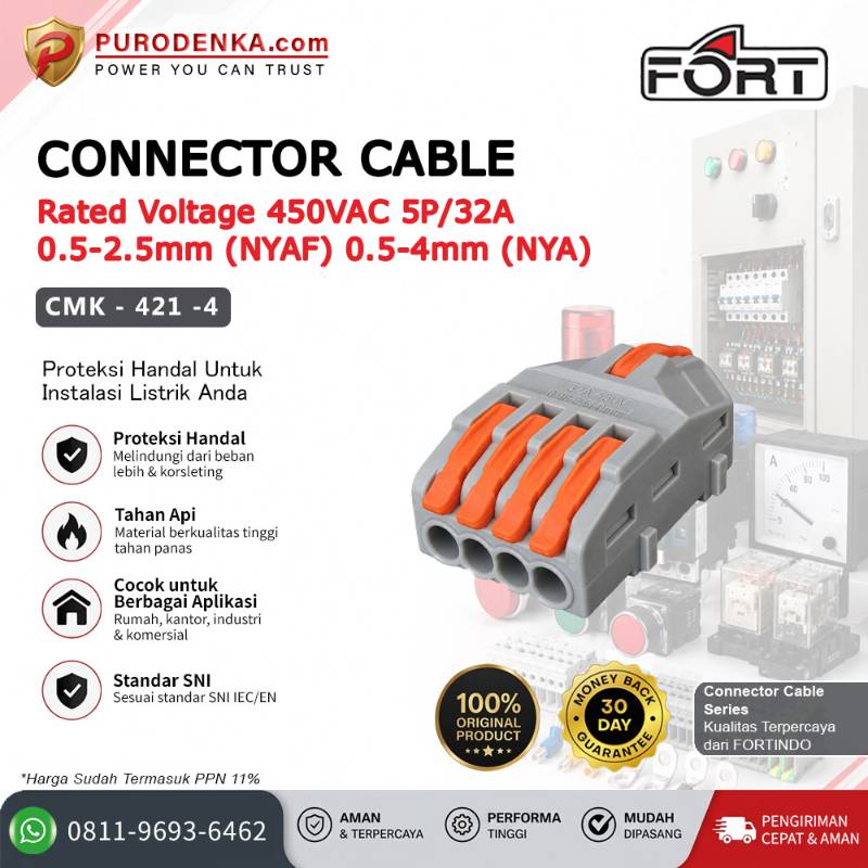 FORT Fast Connector 5P/32A 0.5-2.5 mm (NYAF) 0.5-4 mm (NYA) CMK-421-4
