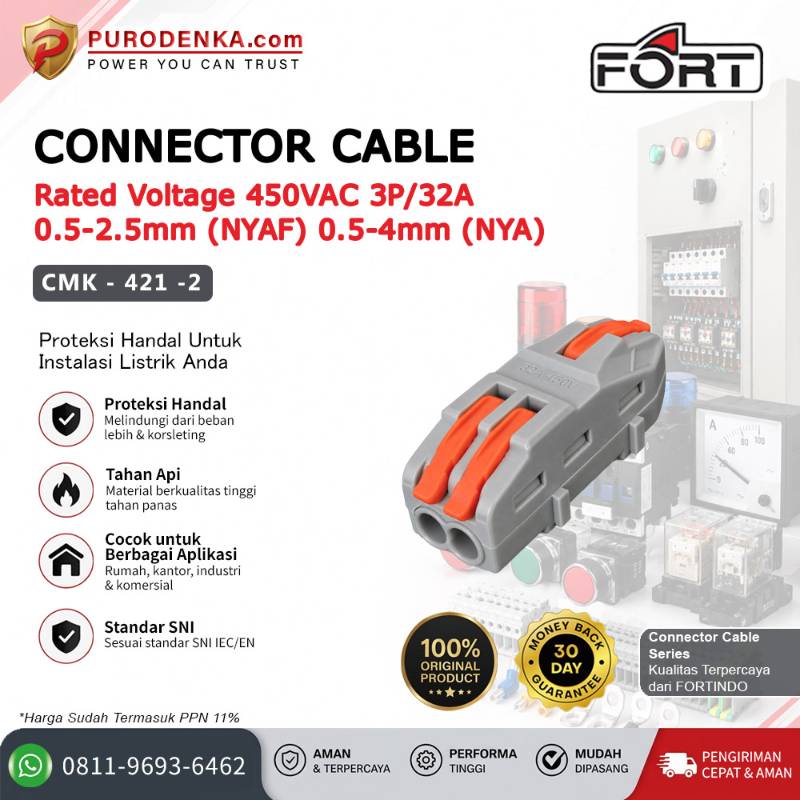 FORT Fast Connector 3P/32A 0.5-2.5 mm (NYAF) 0.5-4 mm (NYA) CMK-421-2
