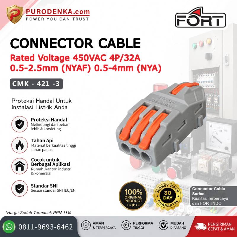FORT Fast Connector 4P/32A 0.5-2.5 mm (NYAF) 0.5-4 mm (NYA) CMK-421-3