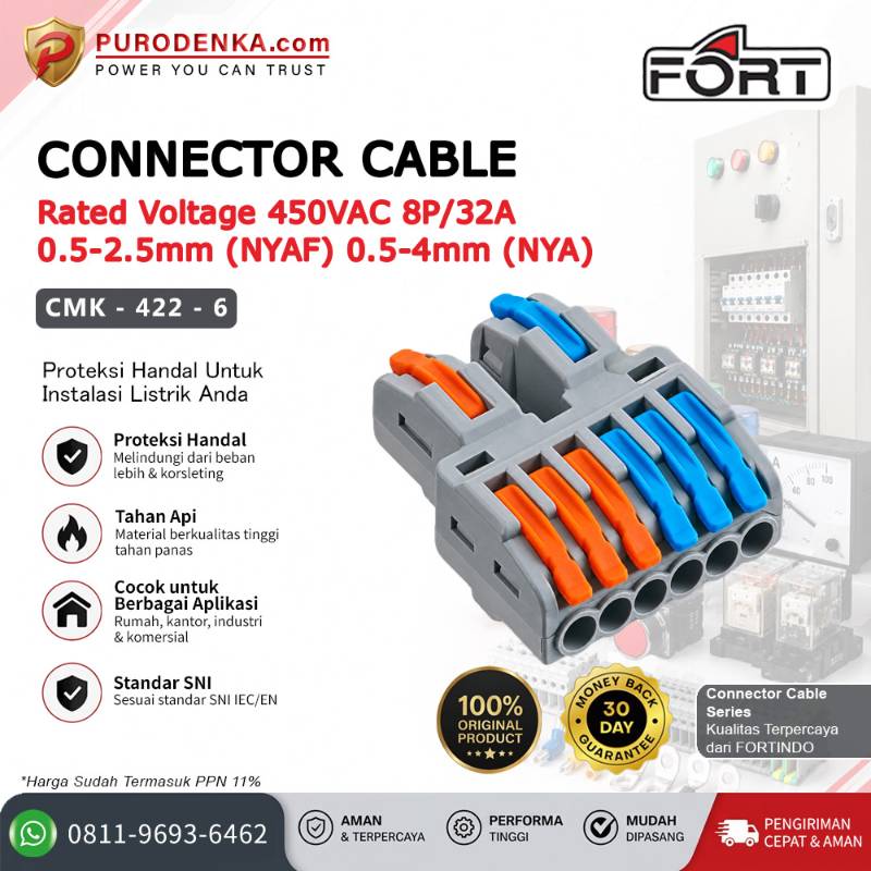 FORT Fast Connector 8P/32A 0.5-2.5 mm (NYAF) 0.5-4 mm (NYA) CMK-422-6