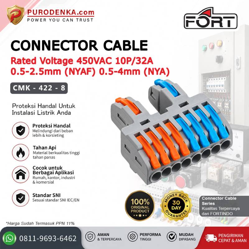 FORT Fast Connector 10P/32A 0.5-2.5 mm (NYAF) 0.5-4 mm (NYA) CMK-422-8