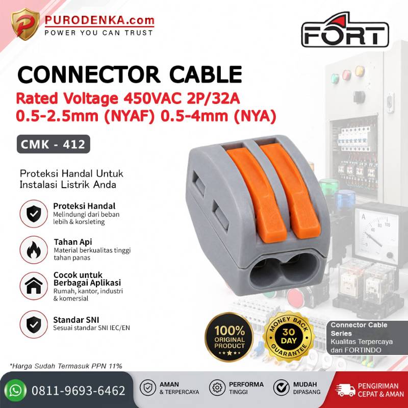 FORT Fast Connector 2P/32A 0.5-2.5 mm (NYAF) 0.5-4 mm (NYA) CMK-412
