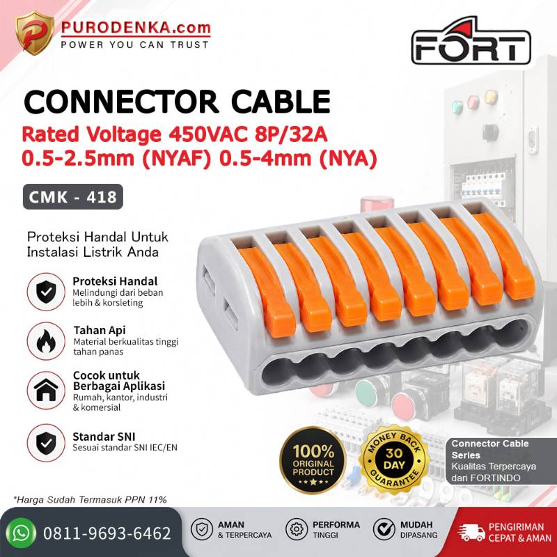 FORT Fast Connector 8P/32A 0.5-2.5 mm (NYAF) 0.5-4 mm (NYA) CMK-418