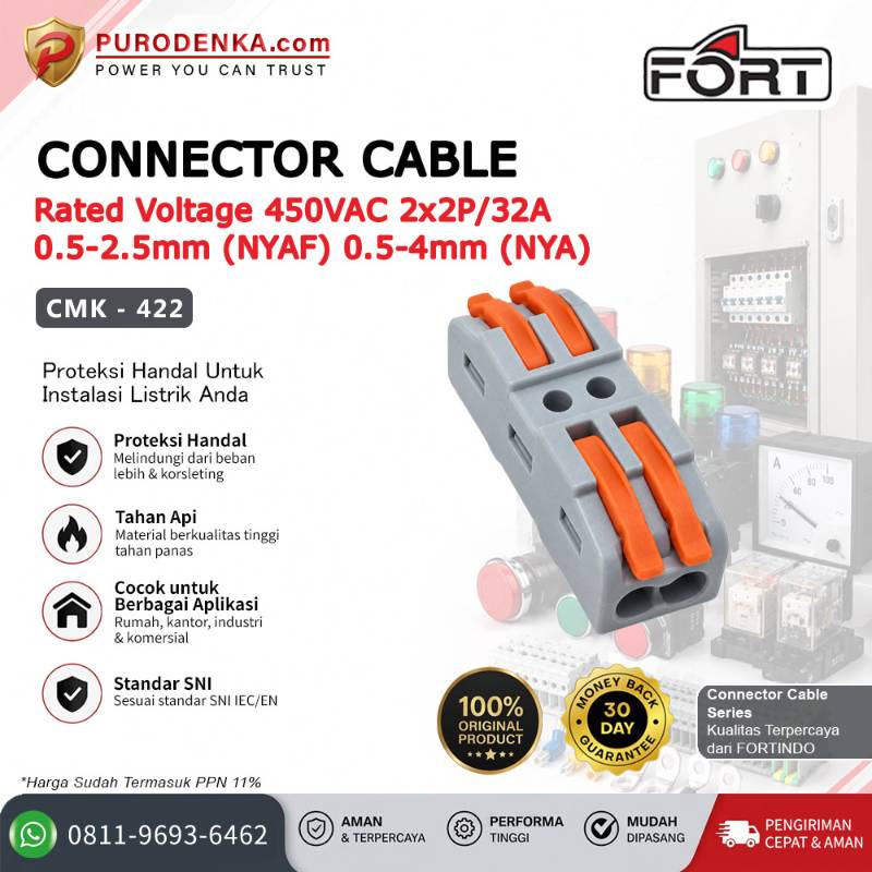 FORT Fast Connector 2x2P/32A 0.5-2.5 mm (NYAF) 0.5-4 mm (NYA) CMK-422