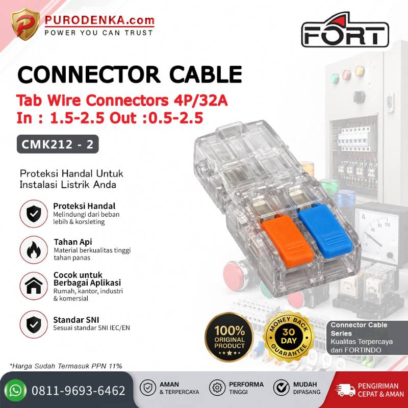 FORT Tab Wire Connector 4P/32A In: 1.5-2.5 mm Out: 0.5-2.5 mm CMK212-2