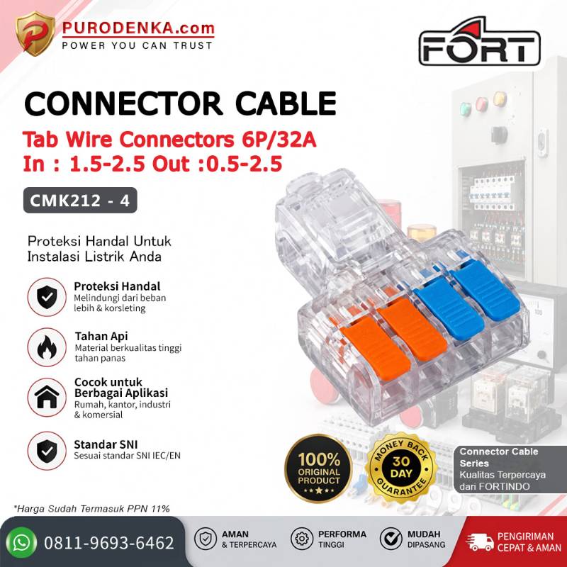 FORT Tab Wire Connector 6P/32A In: 1.5-2.5 mm Out: 0.5-2.5 mm CMK212-4