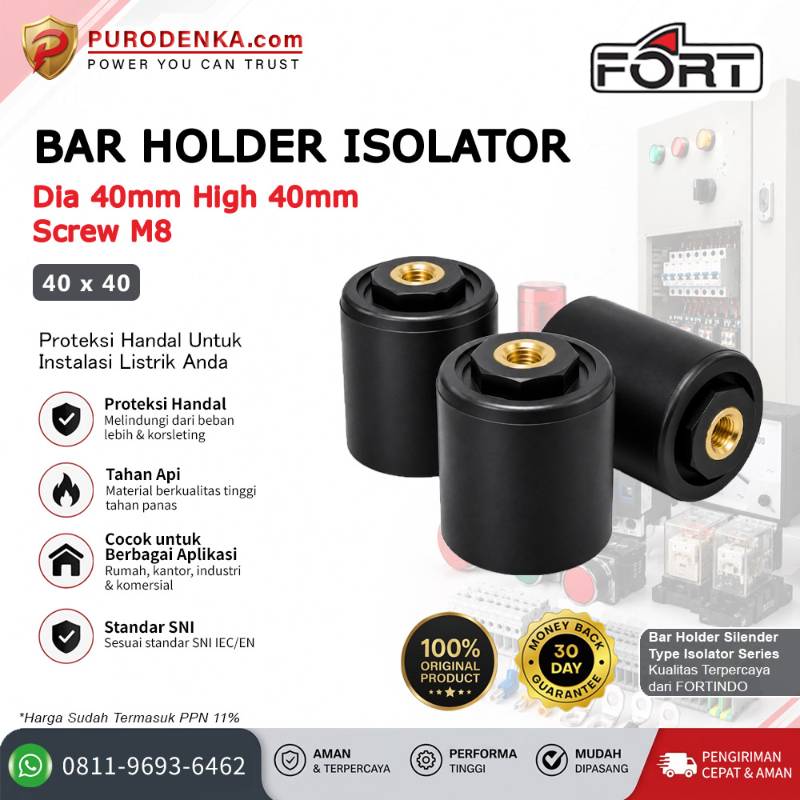 FORT Bar Holder Silinder Type Isolator 40x40 M8