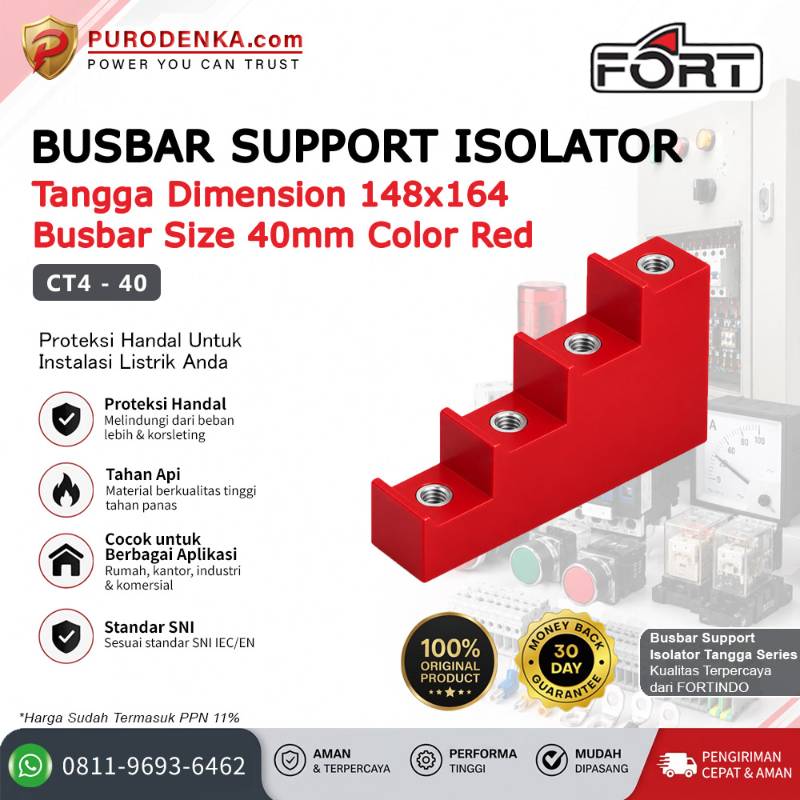FORT Busbar Support Isolator Tangga 660VAC Dimensi 148x164 mm Busbar 40 mm CT4-40