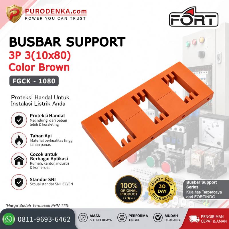 FORT Busbar Jepit 3P 3(10x80) Brown FGCK-1080