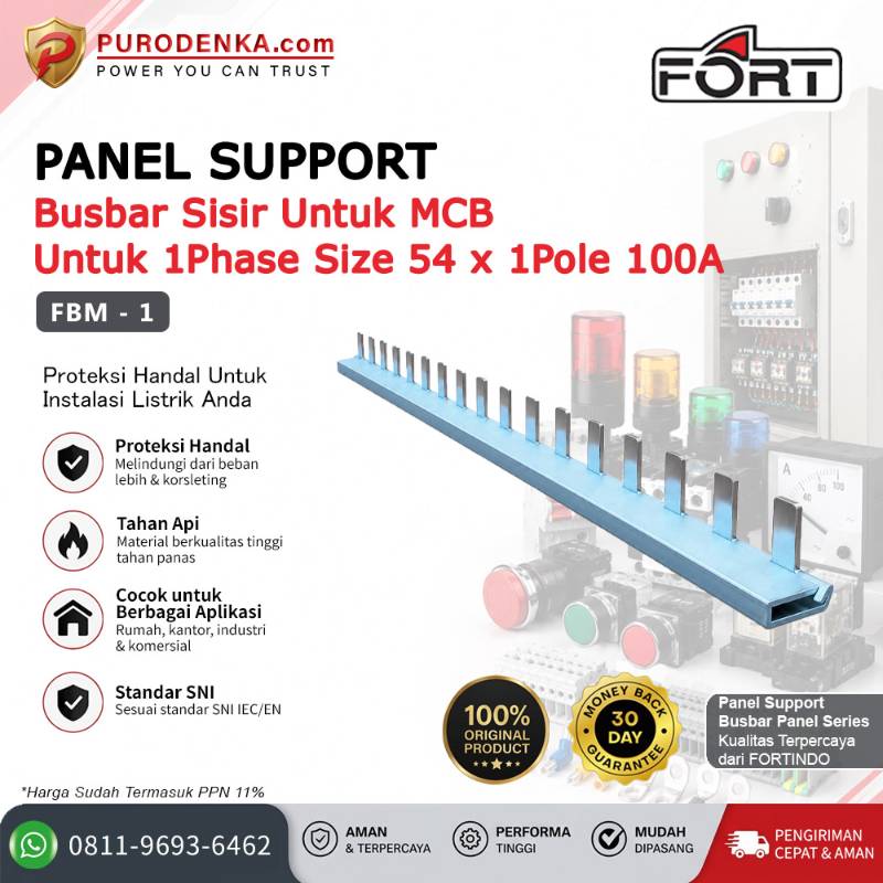 FORT Busbar Sisir Untuk MCB 1 Phase 54x1 Pole 100A FBM-1