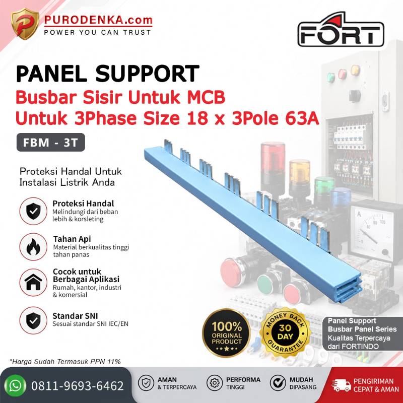 FORT Busbar Sisir Untuk MCB 3 Phase 18x3 Pole 63A FBM-3T