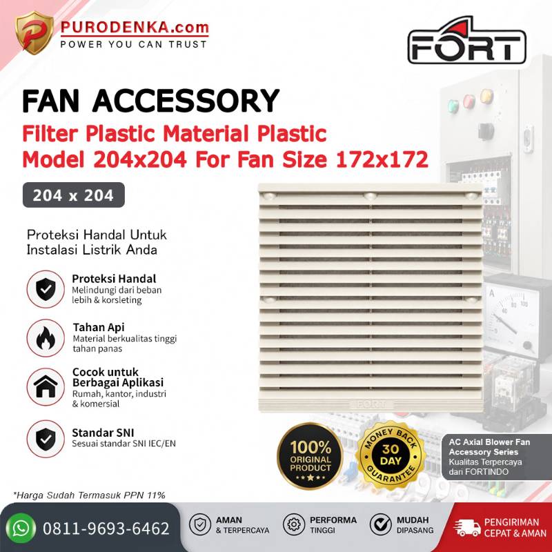 FORT Fan Accessory Filter Plastic 204x204 for Fan 172x172