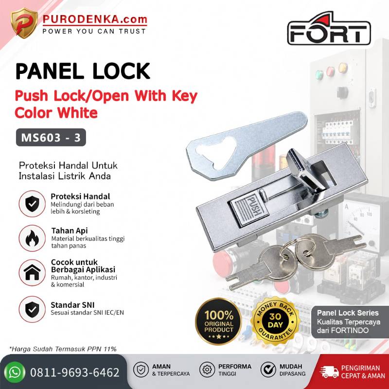 FORT Push Lock/Open with Key White MS603-3