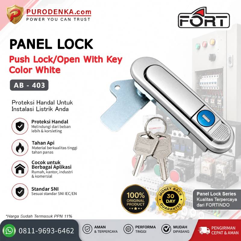FORT Push Lock/Open with Key White AB-403