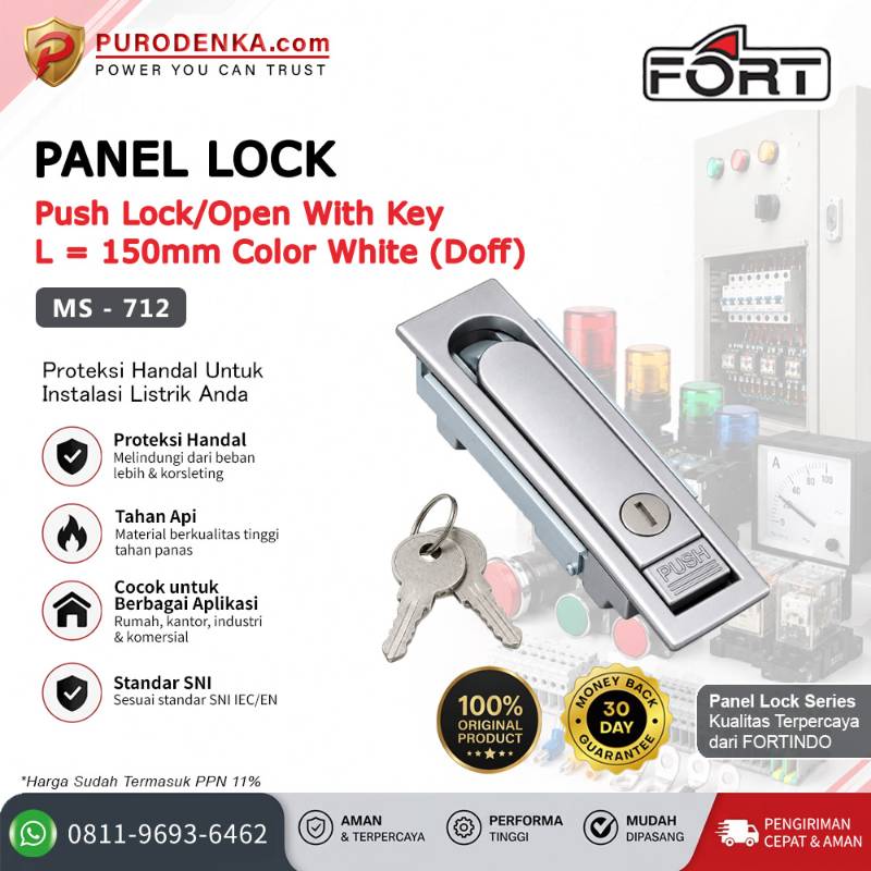 FORT Push Lock/Open with Key L = 150 mm White Doff MS-712