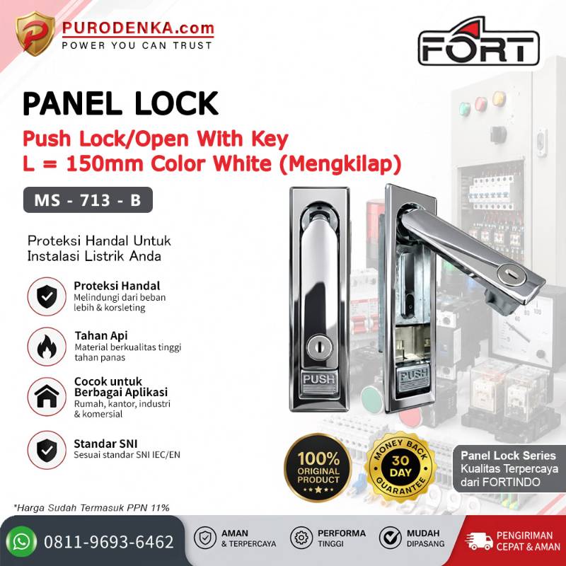 FORT Push Lock/Open with Key L = 110 mm White Glossy MS-713-B