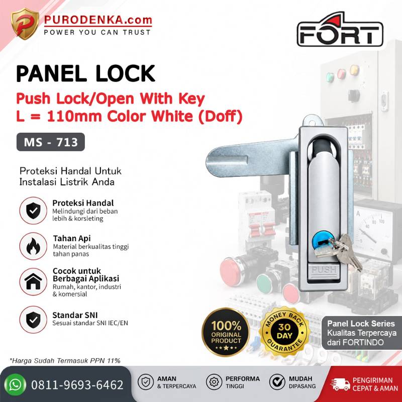 FORT Push Lock/Open with Key L = 110 mm White Doff MS-713