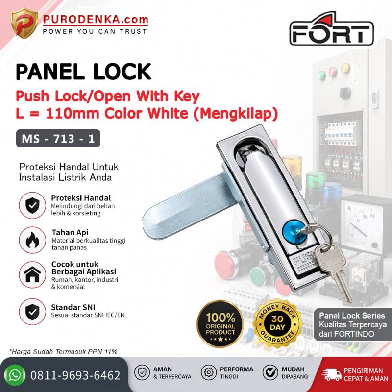 FORT Push Lock/Open with Key L = 110 mm White Glossy MS-713-1