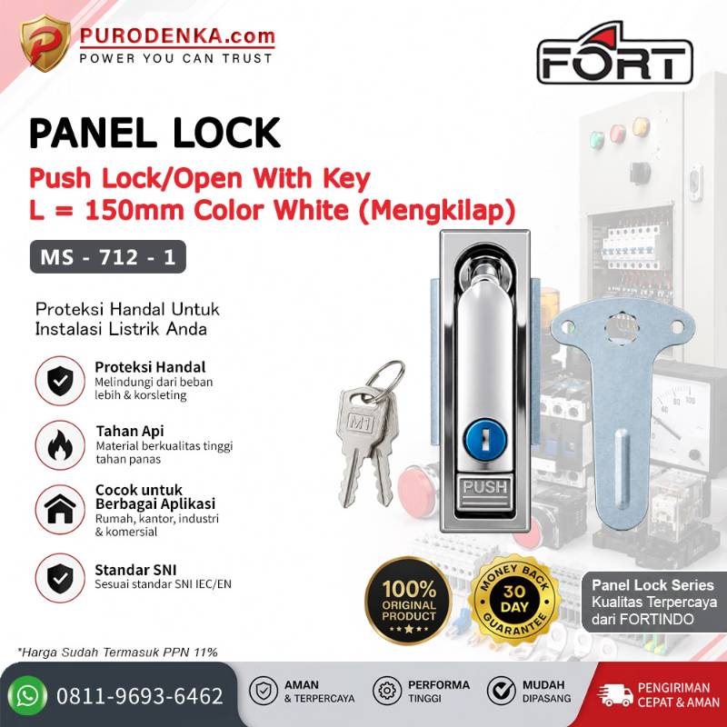FORT Push Lock/Open with Key L = 150 mm White Glossy MS-712-1