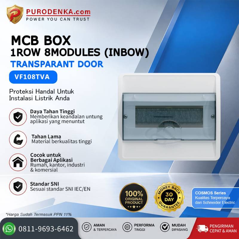 HAGER MCB Box 1 Row 8 Modules (Inbow) Transparant Door VF108TVA