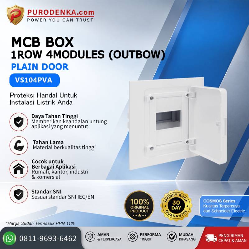 HAGER MCB Box 1 Row 4 Modules (Inbow) Plain Door VS104PVA