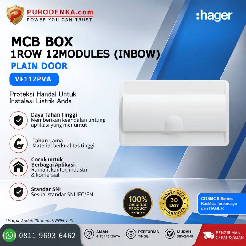 HAGER MCB Box Cosmos Series 1 Row 12 Modules (Inbow) Plain Door VF112PVA