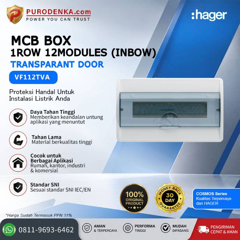 HAGER MCB Box Cosmos Series 1 Row 12 Modules (Inbow) Transparant Door VF112TVA