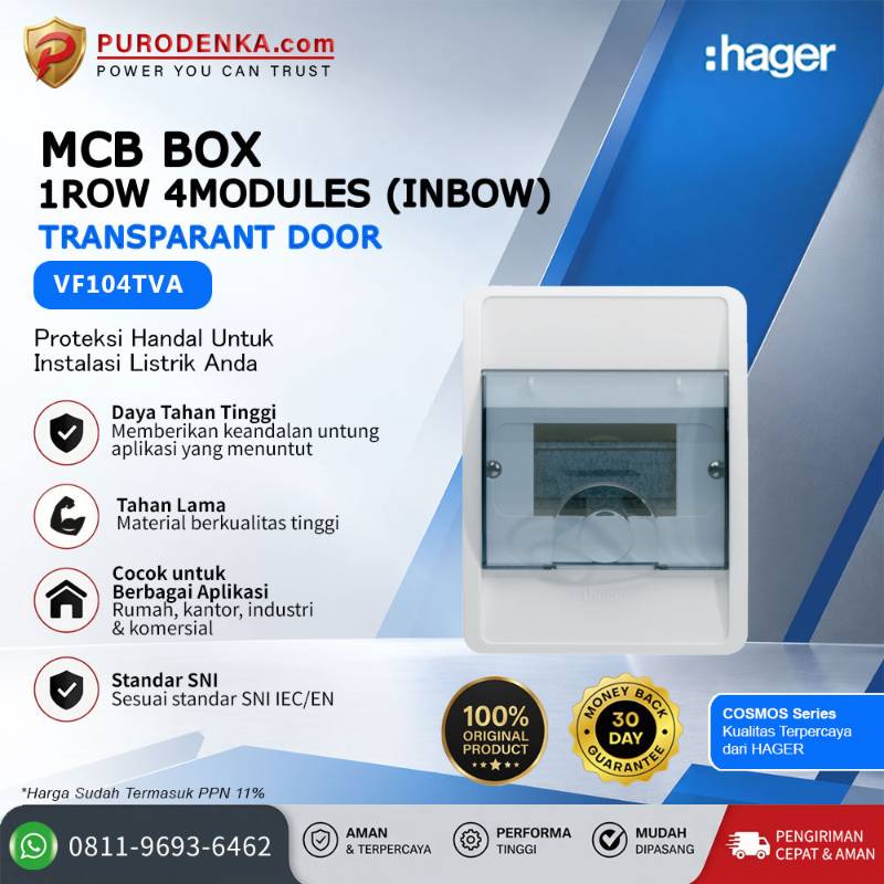HAGER MCB Box Cosmos Series 1 Row 4 Modules (Inbow) Transparant Door VF104TVA