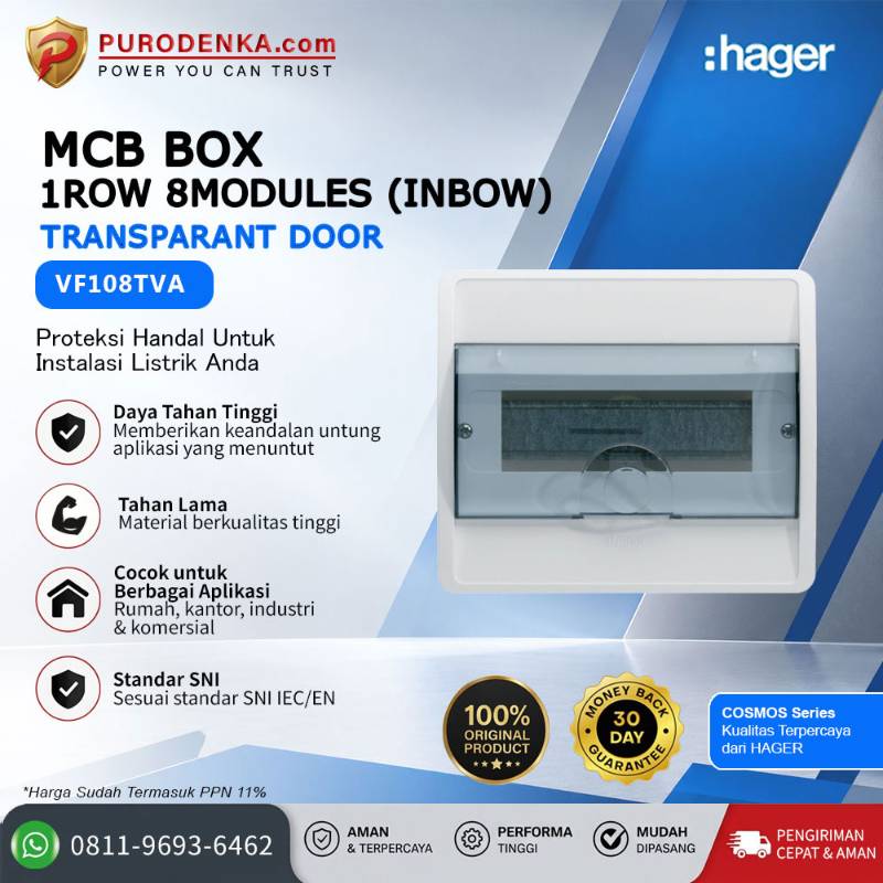 HAGER MCB Box Cosmos Series 1 Row 8 Modules (Inbow) Transparant Door VF108TVA