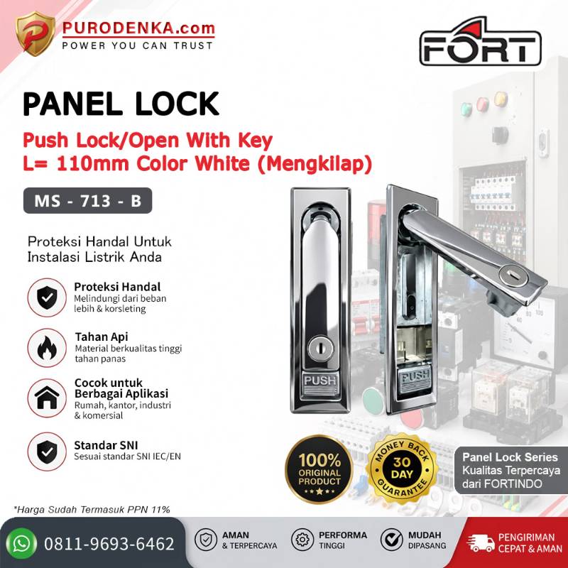 FORT Panel Push Lock/Open with Key L = 110 mm White Glossy MS-713-B