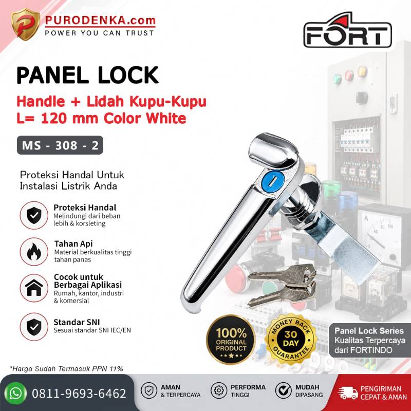 FORT Panel Lock Handle + Lida Kupu-kupu L = 120 mm White MS-308-2