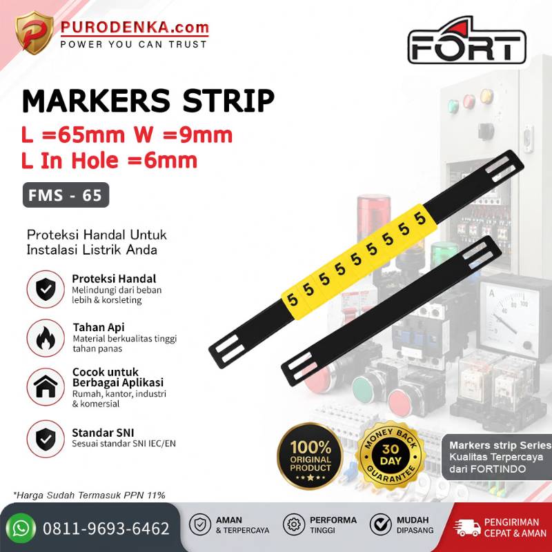 FORT Marker Strip 65x9 mm Hole 6 mm FMS-65
