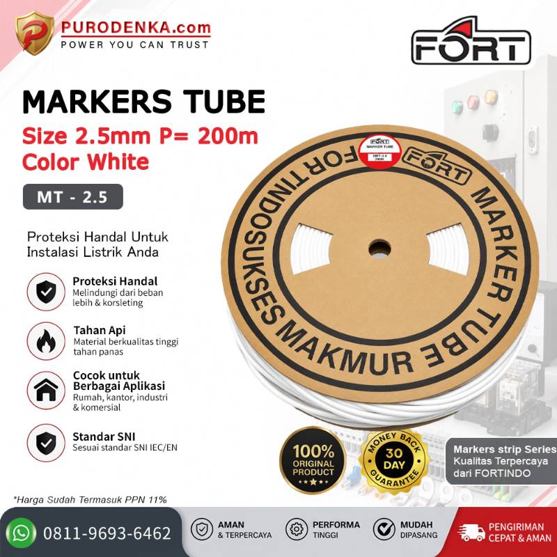 FORT Marker Tube Putih 2.5 mm @200 meter MT-2.5