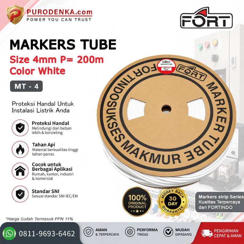 FORT Marker Tube Putih 4 mm @200 meter MT-4