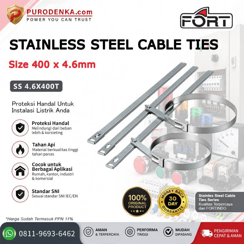 FORT Stainless Steel Cable Ties 400x4.6 mm SS 4.6x400T