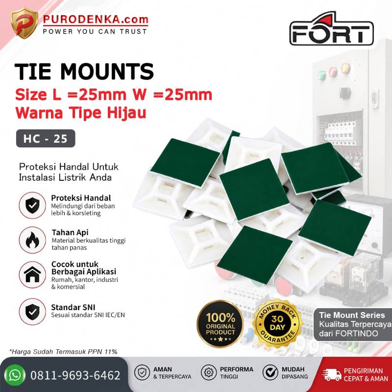 FORT Tie Mounts 25x25 Hijau HC-25