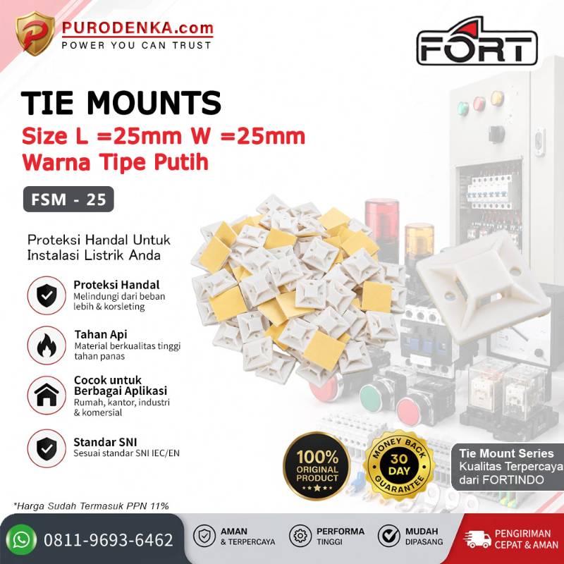 FORT Tie Mounts 25x25 Putih FSM-25