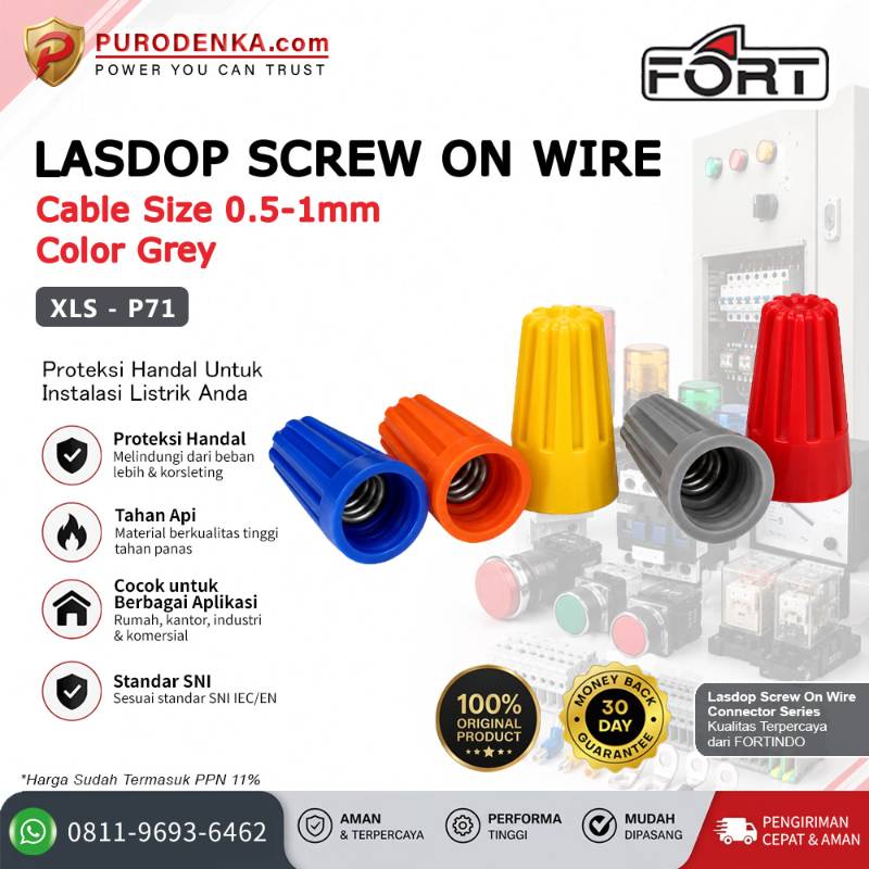 FORT Lasdop/Screw On Wire Connector 0.5-1 mm Grey XLS-P71