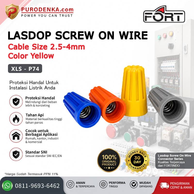 FORT Lasdop/Screw On Wire Connector 2.5-4 mm Yellow XLS-P74