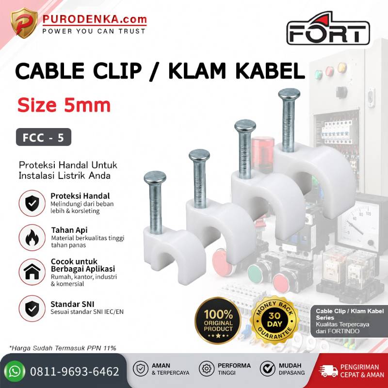 FORT Cable Clip / Klem Kabel 5 mm FCC-5