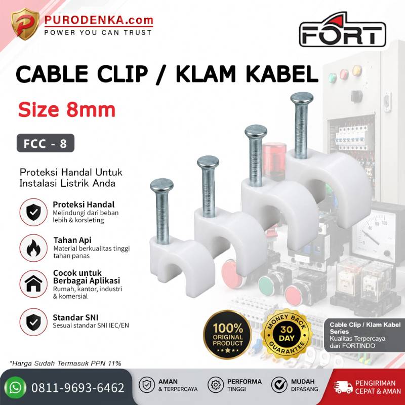 FORT Cable Clip / Klem Kabel 8 mm FCC-8