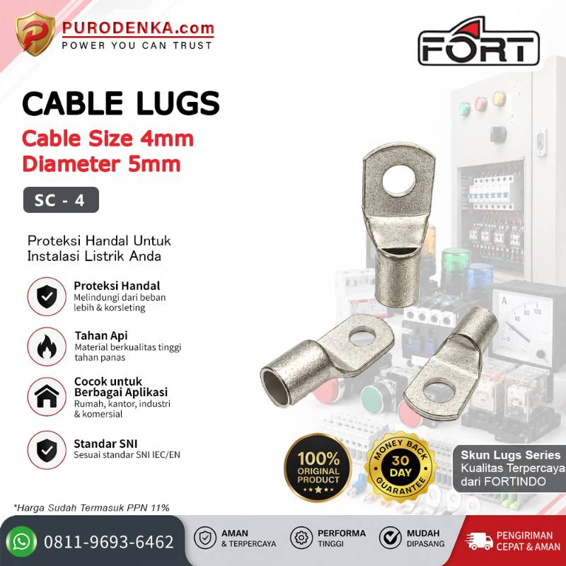FORT Cable Lugs Skun SC 4-5 mm @100 pcs SC-4