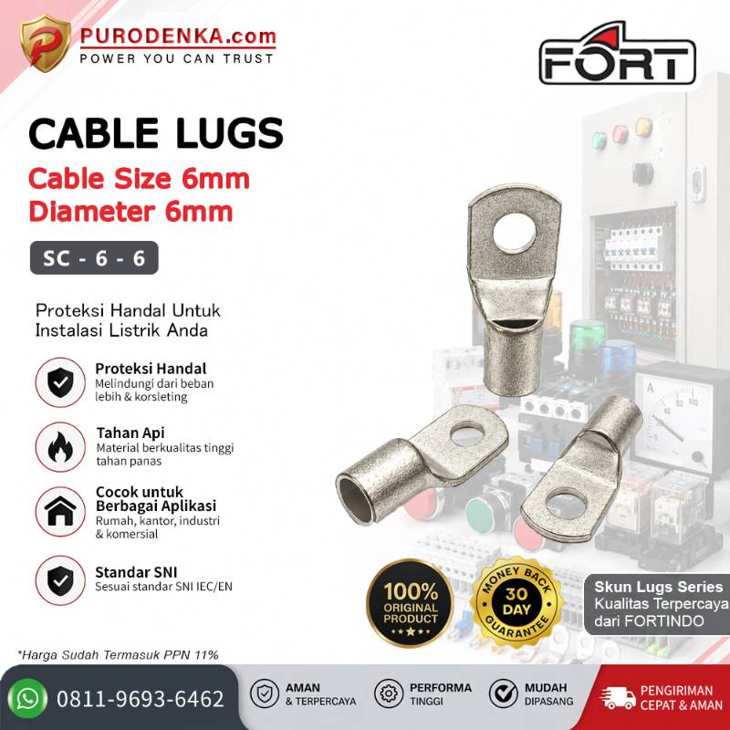 FORT Cable Lugs Skun SC 6-6 mm @100 pcs SC-6